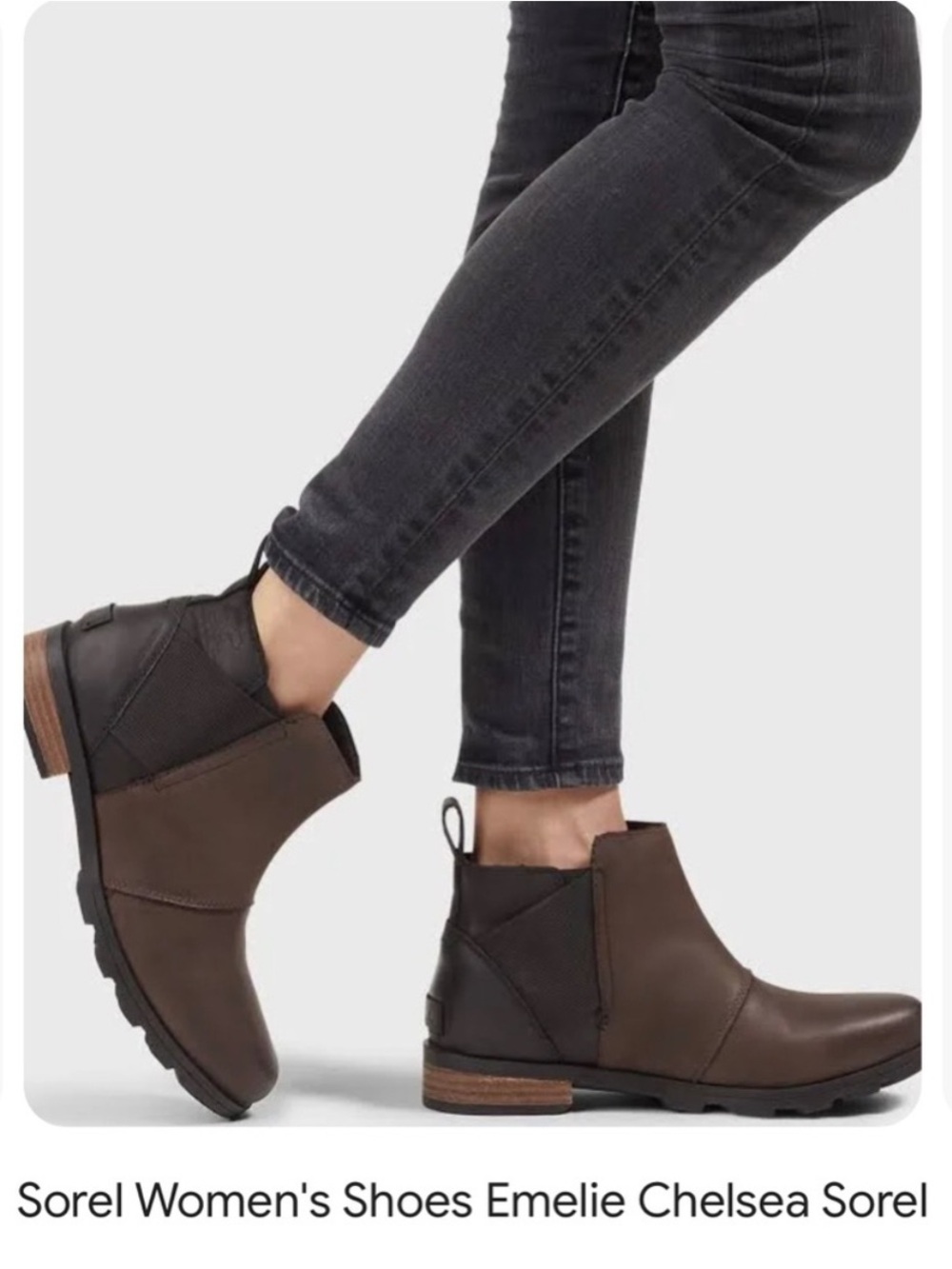 Sorel Emelie Chelsea Ankle Boots in Dark Brown Leather & Black Sz 9 Waterproof